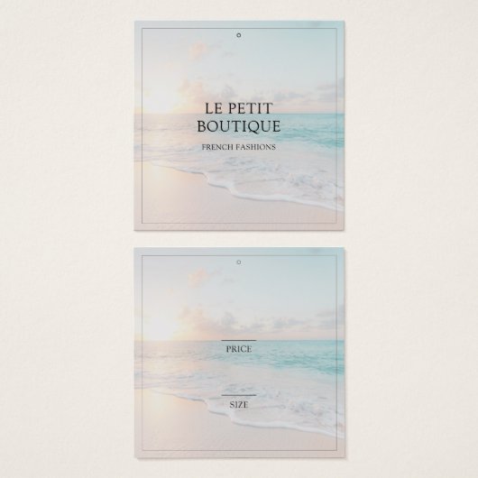 Beach Photo Boutique Clothing Display Price Label Vierkante Visitekaartjes (Voorkant /achterkant)