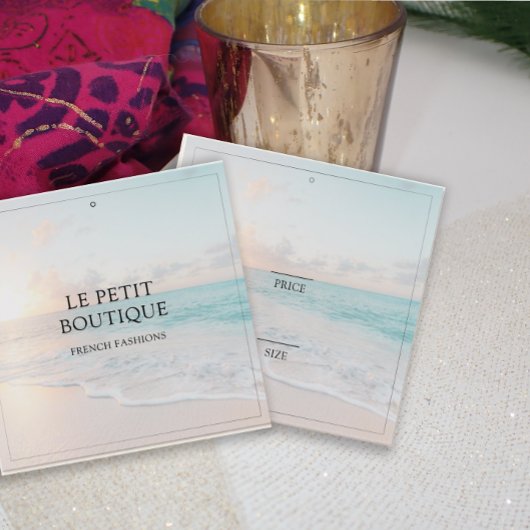 Beach Photo Boutique Clothing Display Price Label Vierkante Visitekaartjes