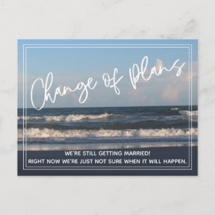 Beach Photo Change of Plans Postponed Wedding Briefkaart