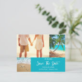 Beach Photo Collage Save the Date Card (Staand voorkant)