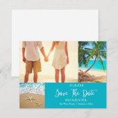 Beach Photo Collage Save the Date Card (Voorkant / Achterkant)