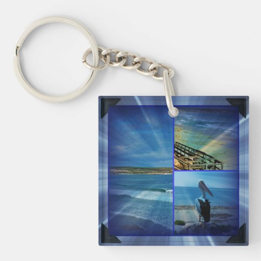 Beach Photo Collage Sparkle Sleutelhanger (voorkant)