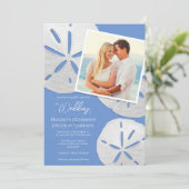 Beach Photo Cornflower Blue Sand Dollars Tropisch Kaart (Staand voorkant)