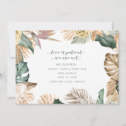 Beach Photo Elopement Wedding Aankondiging (Voorkant)