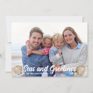 Beach Photo Holiday Zeeen and Greetings Kerstmis Feestdagenkaart