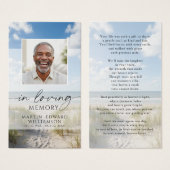 Beach Photo In Loving Memory Sympathy Prayer Card Visitekaartje (Voorkant /achterkant)