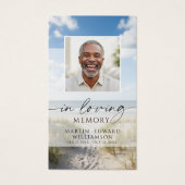 Beach Photo In Loving Memory Sympathy Prayer Card Visitekaartje (Voorkant)