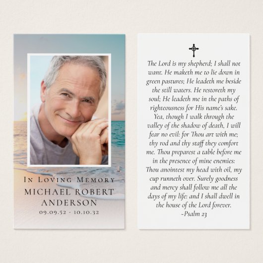 Beach Photo Memorial Prayer Kaart (Voorkant /achterkant)