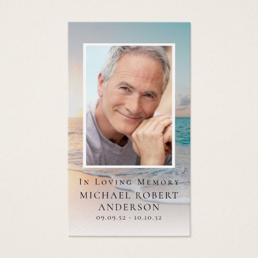 Beach Photo Memorial Prayer Kaart (Voorkant)