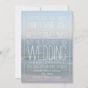 Beach Photo Modern Wedding Kaart