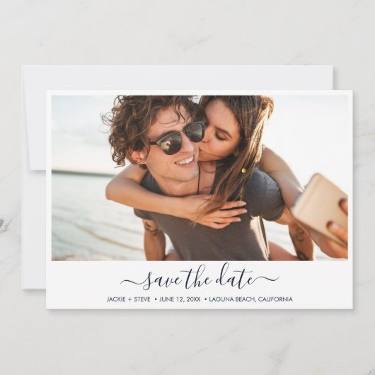 Beach Photo Modern Wedding Save The Date (Voorkant)