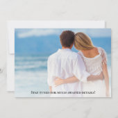 Beach Photo Palm String Lights Destination Wedinat Save The Date (Achterkant)