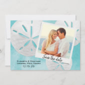 Beach Photo Sand Dollars Zee Blue Destination Save The Date (Voorkant)