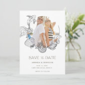 Beach Photo Summer Weddenschap Save the Date (Staand voorkant)