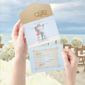Beach Photo Weddenschap nodigt RSVP Menu Hearts Za All In One Uitnodiging