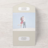 Beach Photo Weddenschap nodigt RSVP Menu Hearts Za All In One Uitnodiging (Buitenkant)
