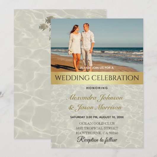 Beach Photo Wedding Kaart (Voorkant / Achterkant)