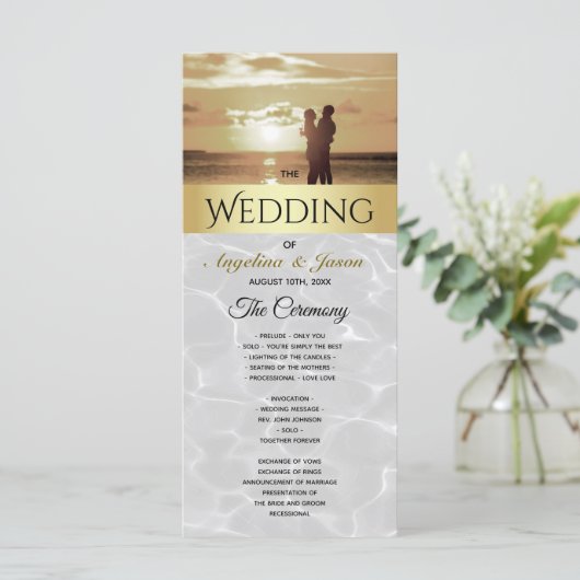 Beach Photo Wedding Programmakaart (Staand voorkant)