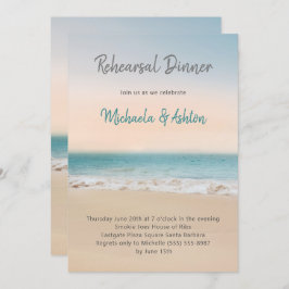 Beach Photo Wedding Rehearsal Dinner Invitation Kaart