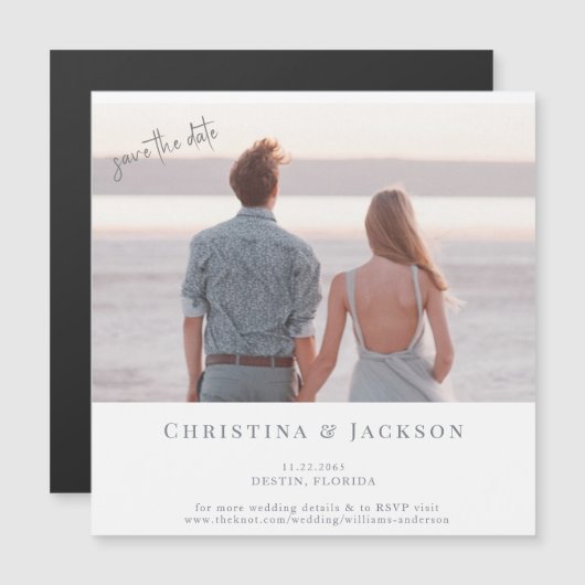 Beach Photo Wedding Save the Date Magnetische Uitnodiging (Voorkant / Achterkant)