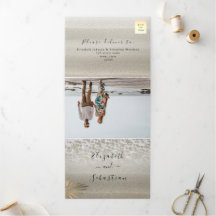 Beach Photo Wedding Tri-Fold Invitation