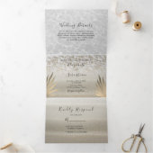 Beach Photo Wedding Tri-Fold Invitation Drieluik Uitnodiging (Binnen)