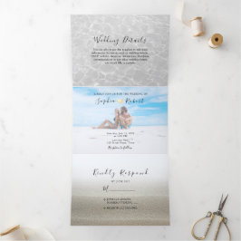 Beach Photo Wedding Tri-Fold Invitation Drieluik Uitnodiging
