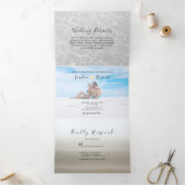 Beach Photo Wedding Tri-Fold Invitation Drieluik Uitnodiging (Binnen)
