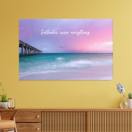 Beach Photography Decor with Travel Quote Canvas Afdruk (Insitu (Woonkamer))