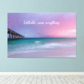 Beach Photography Decor with Travel Quote Canvas Afdruk (Insitu (Houten vloer))