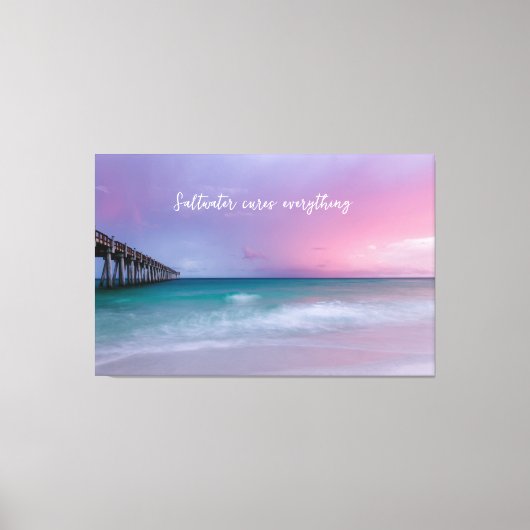 Beach Photography Decor with Travel Quote Canvas Afdruk (Voorkant)