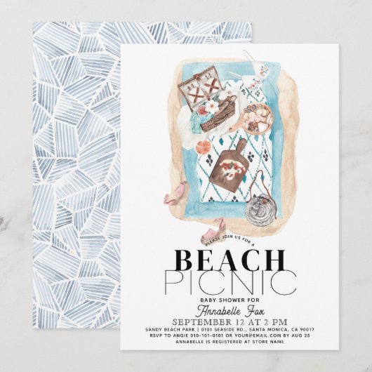 Beach Picnic Baby shower Indigo Kaart (Voorkant / Achterkant)