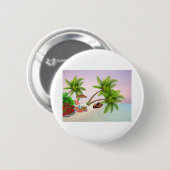 Beach Picnic Boat Struik Palm Trees Beach Stoel Ronde Button 5,7 Cm (Voorkant /achterkant)