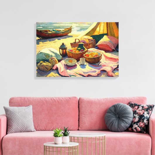 Beach Picnic in Summer Fine Art Canvas Afdruk (Insitu (Woonkamer))