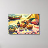 Beach Picnic in Summer Fine Art Canvas Afdruk (Voorkant)