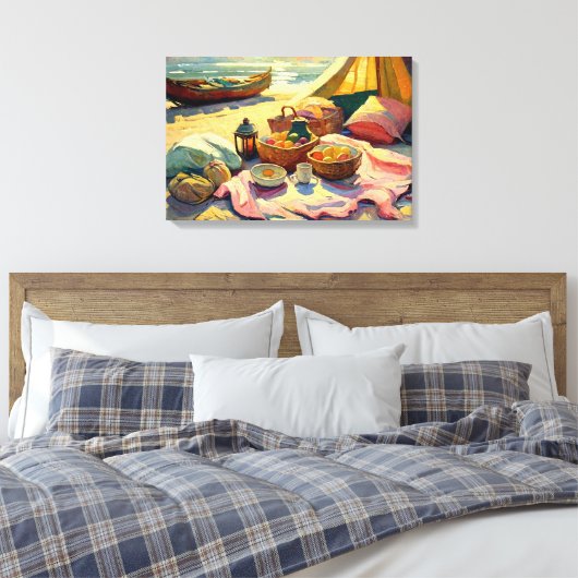 Beach Picnic in Summer Fine Art Canvas Afdruk (Insitu (Slaapkamer))