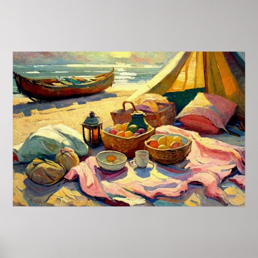 Beach Picnic in Summer Fine Art Poster (Voorkant)