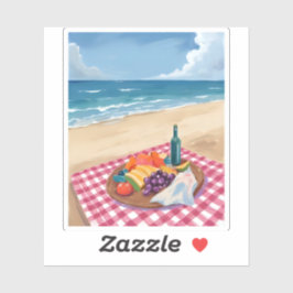 Beach Picnic | Ocean Shore Painting Art Sticker