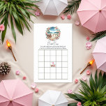 Beach Picnic Vrijgezellenfeest Bingo spel<br><div class="desc">Voeg een vleugje plezier toe aan uw vrijgezellenfeest met deze elegante Beach Picnic Bridal Bingo-spelkaart. Met een prachtige kustscène omlijst door romantische rozen en tropische accenten, is dit spel zowel stijlvol als vermakelijk. Gasten vullen de pleinen in met voorspelde geschenken, markeren ze af terwijl de bruid elk opent. Wie als...</div>