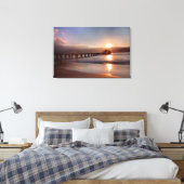 Beach pier bij zonsondergang, Hawaii Canvas Afdruk (Insitu (Slaapkamer))
