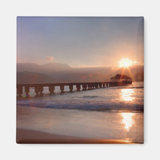 Beach pier bij zonsondergang, Hawaii Magneet (Voorkant)