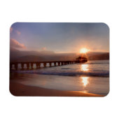 Beach pier bij zonsondergang, Hawaii Magneet (Horizontaal)