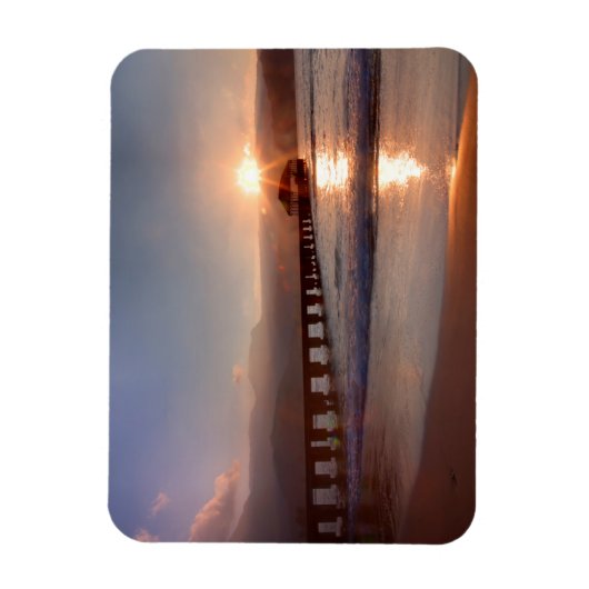 Beach pier bij zonsondergang, Hawaii Magneet (Verticaal)