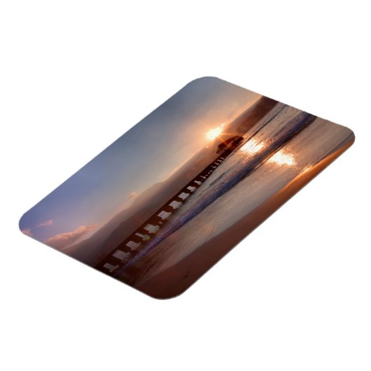 Beach pier bij zonsondergang, Hawaii Magneet (Linkerzijde)