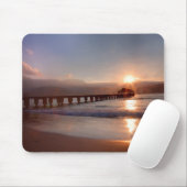 Beach pier bij zonsondergang, Hawaii Muismat (Met muis)