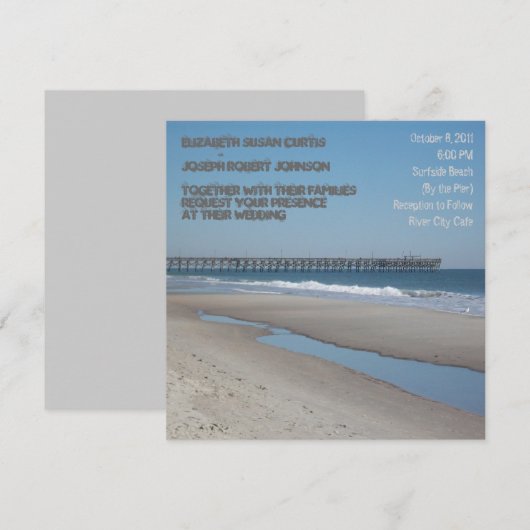 Beach Pier Wedding Invitation Kaart (Voorkant / Achterkant)