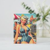  Beach Pin-up Briefkaart (Staand voorkant)
