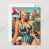  Beach Pin-up Briefkaart (Voorkant / Achterkant)