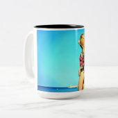 Beach Pin-up Girl 3 Tweekleurige Koffiemok (Voorkant links)