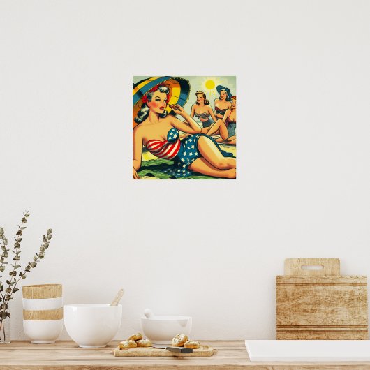  Beach Pin Up Poster (Keuken)